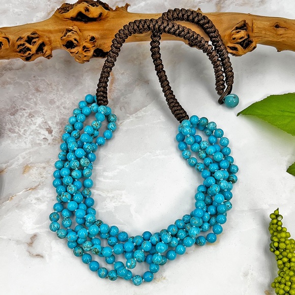 Anthropologie Jewelry - NEW✨ My Gems Rock! Chunky Magnesite Turquoise Multi-Strand Necklace